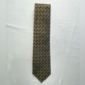 Valerio Garati Classic Men's Tie in Yellow and Navy Geometric Plaid